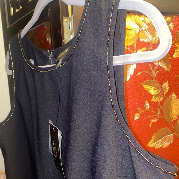 (NWT)🛍️NICOLE BY NICOLE MILLER 10 YR ANNIV SLEEVELESS BLOUSE-FEATHER TOP SZ LRG - Picture 10 of 14